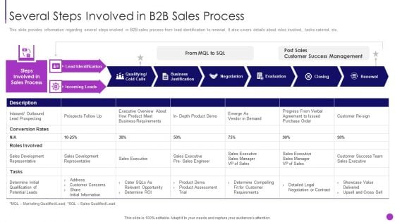 Business To Business Sales Management Playbook Several Steps Involved In B2B Sales Process Background PDF