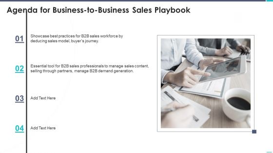 Business To Business Sales Playbook Agenda For Business To Business Sales Playbook Information PDF