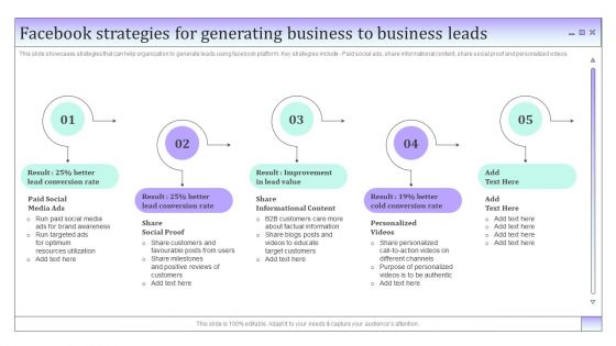 Business To Business Social Facebook Strategies For Generating Business To Business Leads Graphics PDF