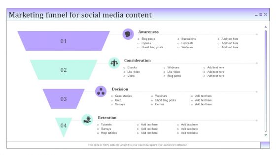 Business To Business Social Marketing Funnel For Social Media Content Professional PDF