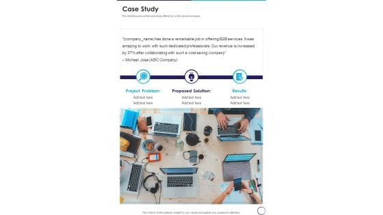 Business To Business Trade Proposal Case Study One Pager Sample Example Document