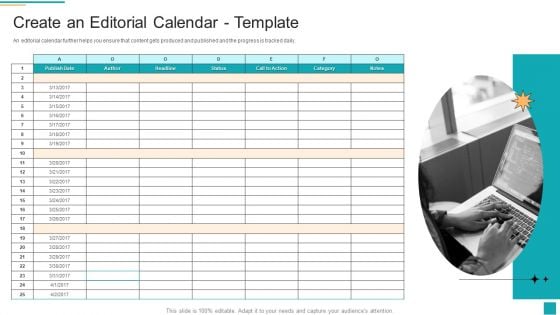 Business To Customer Online And Traditional Create An Editorial Calendar Template Mockup PDF