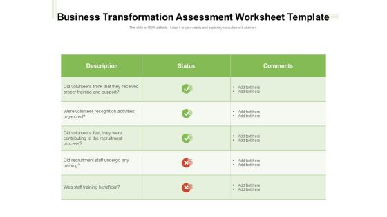 Business Transformation Assessment Worksheet Template Ppt PowerPoint Presentation Portfolio Examples PDF Business Transformation Assessment Worksheet Template Ppt PowerPoint Presentation Portfolio Examples PDF