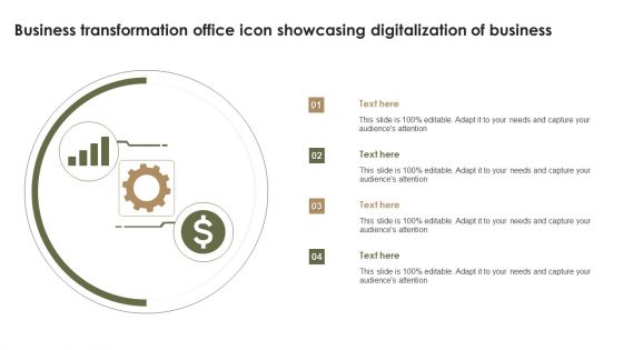 Business Transformation Office Icon Showcasing Digitalization Of Business Structure PDF