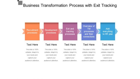 Business Transformation Process With Exit Tracking Ppt PowerPoint Presentation Diagram Templates PDF