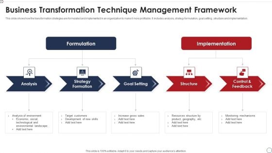 Business Transformation Technique Management Framework Professional PDF