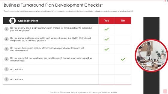 Business Turnaround Plan Development Checklist Icons PDF