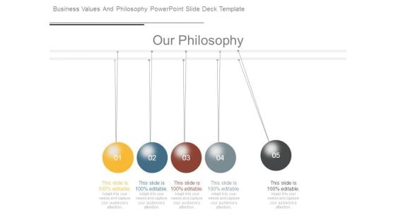 Business Values And Philosophy Powerpoint Slide Deck Template
