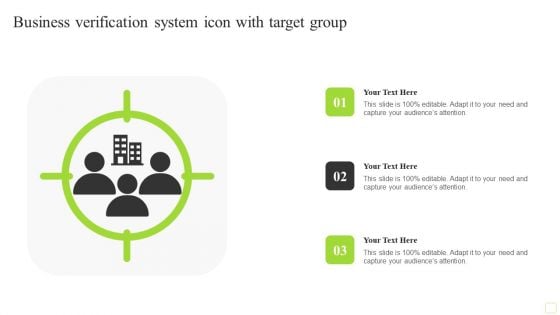 Business Verification System Icon With Target Group Icons PDF
