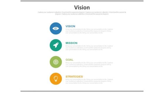 Business Vision Mission Goal Strategies Powerpoint Slides