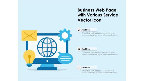 Business Web Page With Various Service Vector Icon Ppt PowerPoint Presentation File Objects PDF