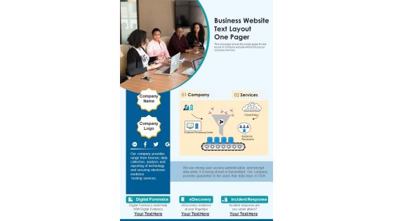 Business Website Text Layout One Pager PDF Document PPT Template