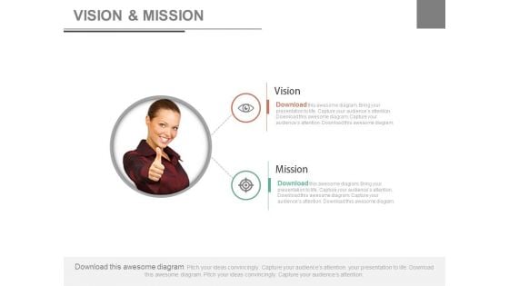 Business Woman With Vision And Mission Powerpoint Slides