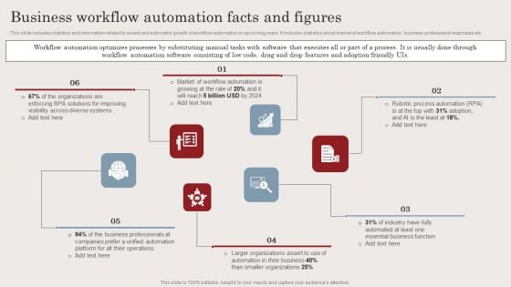 Business Workflow Automation Facts And Figures Ppt Styles Background Image PDF