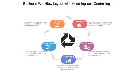 Business Workflow Layout With Modelling And Controlling Ppt PowerPoint Presentation File Diagrams PDF