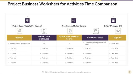 Business Worksheet Ppt PowerPoint Presentation Complete With Slides
