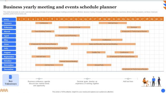 Business Yearly Meeting And Events Schedule Planner Guidelines PDF