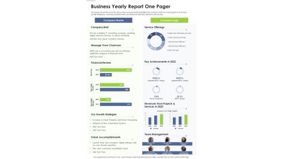 Business Yearly Report One Pager One Pager Documents Business Yearly Report One Pager One Pager Documents