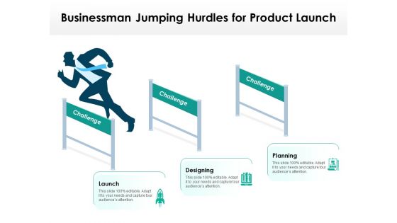 Businessman Jumping Hurdles For Product Launch Ppt PowerPoint Presentation File Objects PDF