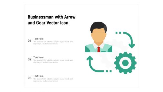 Businessman With Arrow And Gear Vector Icon Ppt PowerPoint Presentation Icon Infographics PDF