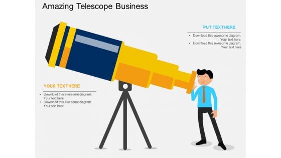 Businessman With Telescope For Future Vision Powerpoint Templates