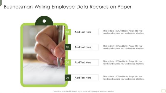 Businessman Writing Employee Data Records On Paper Ideas PDF Businessman Writing Employee Data Records On Paper Ideas PDF