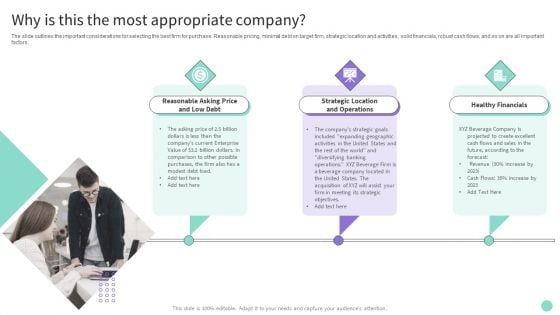 Buy Side Merger And Acquisition Advisory Why Is This The Most Appropriate Company Sample PDF