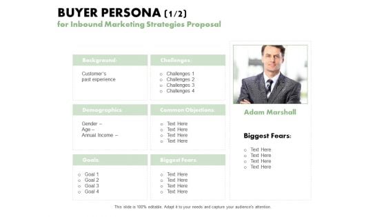 Buyer Persona 1 2 For Inbound Marketing Strategies Proposal Ppt PowerPoint Presentation Graphics