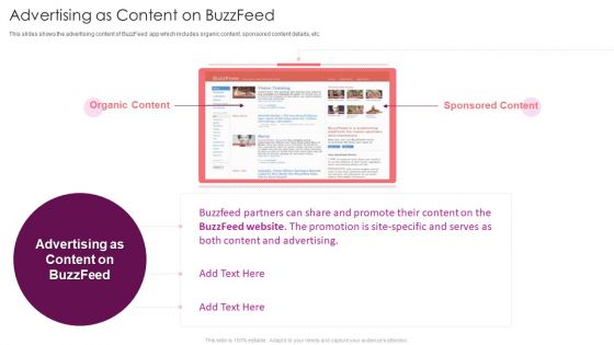 Buzzfeed Investment Financing Elevator Advertising As Content On Buzzfeed Ppt Good PDF