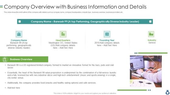 CIM With Operation And Account Statements Company Overview With Business Summary PDF