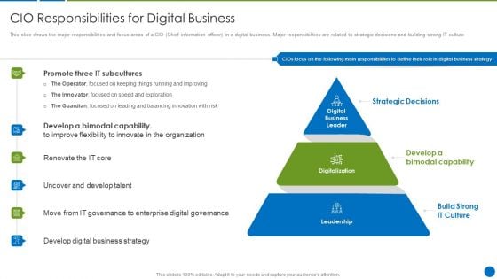 CIO Evolution To Improve Technology Plan For The Organization CIO Responsibilities Brochure PDF