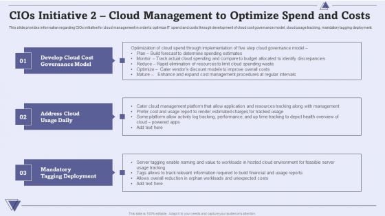 CIO For IT Cost Optimization Techniques Cios Initiative 2 Cloud Management To Optimize Spend And Costs Rules PDF