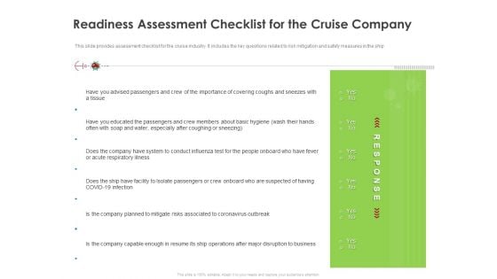 COVID 19 Risk Analysis Mitigation Policies Ocean Liner Sector Readiness Assessment Checklist For The Cruise Company Structure PDF
