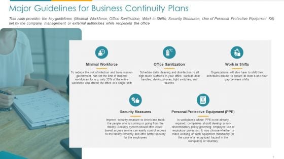 COVID Business Major Guidelines For Business Continuity Plans Ppt Infographic Template Inspiration PDF