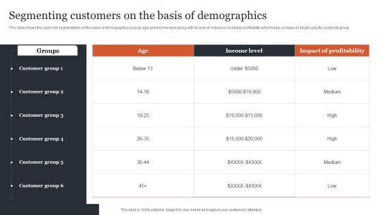 CRM Administration To Reduce Churn Rate Segmenting Customers On The Basis Of Demographics Topics PDF