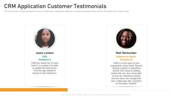 CRM Application Customer Testimonials Ideas PDF