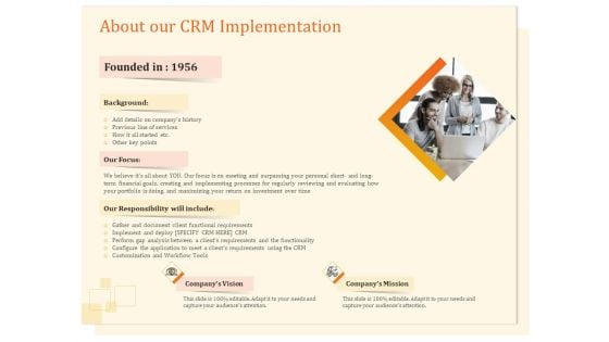 CRM Consulting About Our CRM Implementation Ppt Model Tips PDF CRM Consulting About Our CRM Implementation Ppt Model Tips PDF