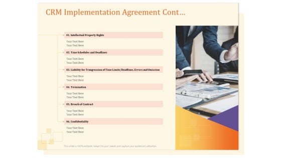 CRM Consulting CRM Implementation Agreement Cont Ppt Gallery Sample PDF