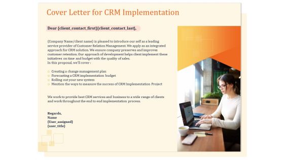 CRM Consulting Cover Letter For CRM Implementation Ppt Infographics Example PDF