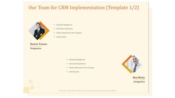 CRM Consulting Our Team For CRM Implementation Ppt Icon Deck PDF