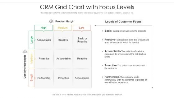 CRM Grid Chart With Focus Levels Ppt PowerPoint Presentation File Inspiration PDF