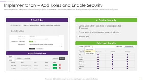 CRM Implementation Strategy Implementation Add Roles And Enable Security Rules PDF