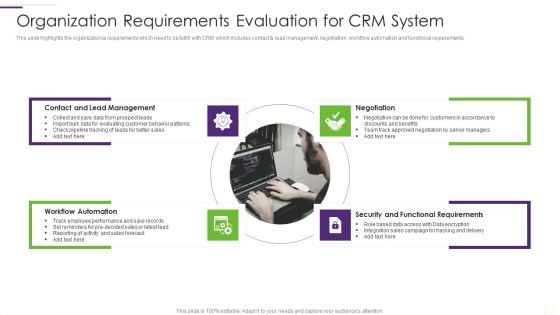 CRM Implementation Strategy Organization Requirements Evaluation For CRM System Summary PDF