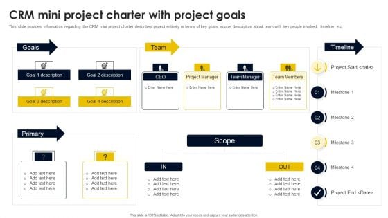 CRM Mini Project Charter With Project Goals Infographics PDF