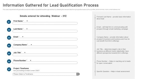 CRM Pipeline Administration Information Gathered For Lead Qualification Process Download PDF