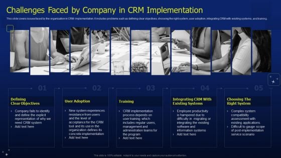 CRM Software Deployment Journey Challenges Faced By Company In CRM Implementation Infographics PDF