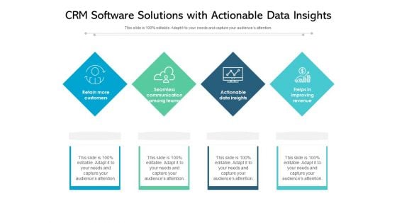 CRM Software Solutions With Actionable Data Insights Ppt PowerPoint Presentation Styles File Formats PDF