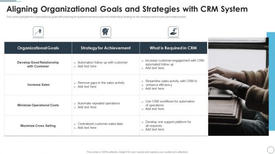 CRM Solutions Implementation Strategy Aligning Organizational Goals And Strategies With Elements PDF