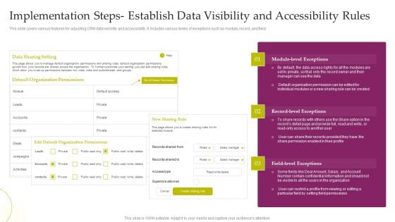 CRM System Deployment Plan Implementation Steps Establish Data Visibility And Accessibility Professional PDF