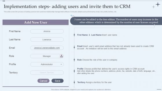 CRM System Implementation Stages Implementation Steps Adding Users And Invite Them To CRM Template PDF CRM System Implementation Stages Implementation Steps Adding Users And Invite Them To CRM Template PDF